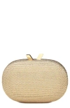 Olga Berg Ace Crystal Oval Clutch In Gold