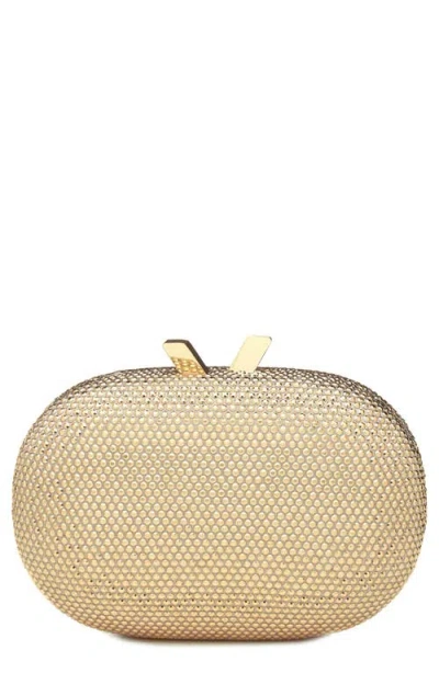 Olga Berg Ace Crystal Oval Clutch In Gold
