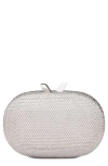 Olga Berg Ace Crystal Oval Clutch In Silver