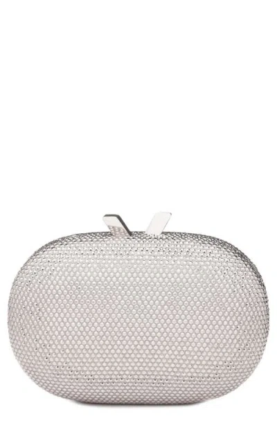 Olga Berg Ace Crystal Oval Clutch In Silver