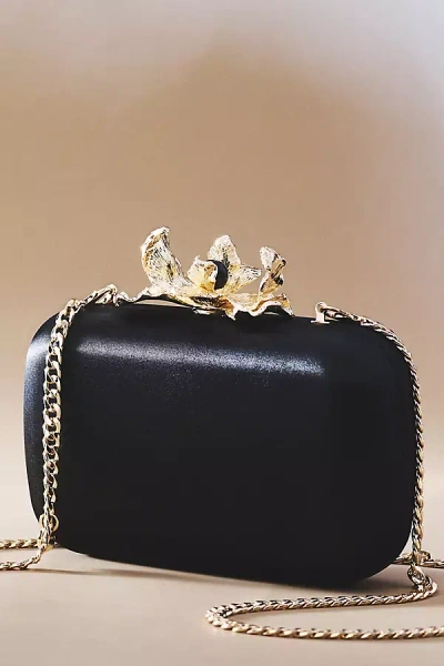 Olga Berg Adele Orchid Lock Clutch In Black