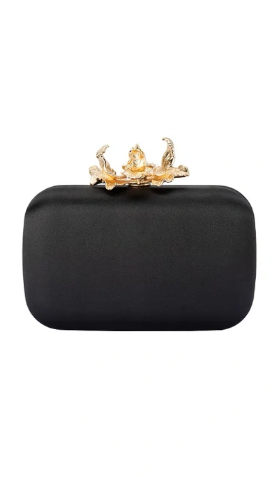 Olga Berg Adele Orchid Lock Clutch In Black