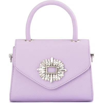 Olga Berg Alejandra Embellished Top Handle Bag In Purple