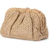 Olga Berg Amalia Pleated Woven Straw Clutch In Natural