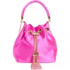 Olga Berg Amanda Satin Bucket Bag In Pink