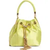 Olga Berg Amanda Satin Bucket Bag In Green