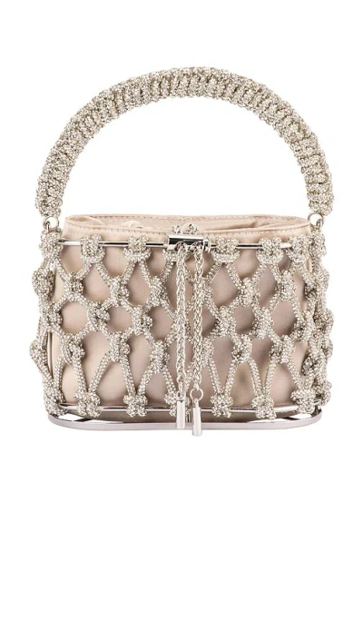Olga Berg Amelia Crystal Cage Bag In Brown