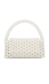 Olga Berg Amrita Bead Top Handle Bag In White