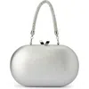 Olga Berg Anya Crystal Handle Clutch In Silver