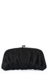 Olga Berg Aria Gathered Satin Frame Clutch In Black
