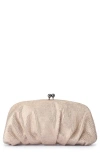 Olga Berg Aria Gathered Satin Frame Clutch In Natural
