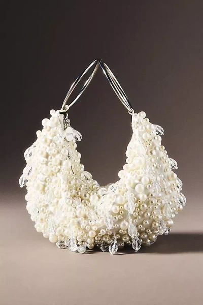 Olga Berg Azzy Encrusted Handbag In Ivory