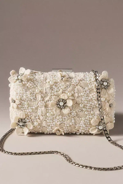 Olga Berg Beth Encrusted Clutch In White