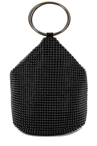 Olga Berg Bianca Ball Mesh Handle Bag In Black