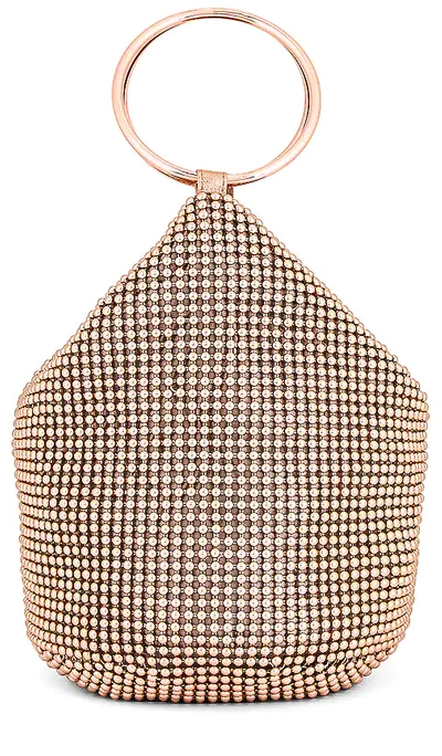 Olga Berg Bianca Ball Mesh Handle Bag In Rose Gold