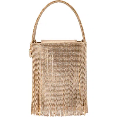 Olga Berg Billie Crystal Fringe Top Handle Bag In Gold