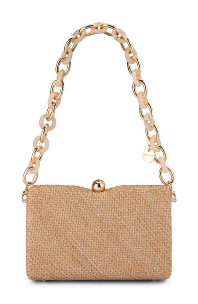 Olga Berg Birdie Woven Clutch In Brown