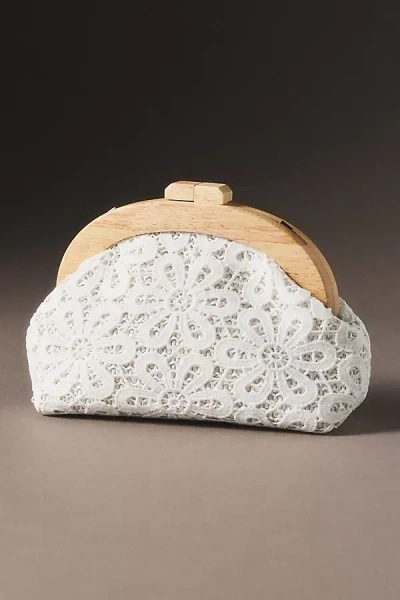 Olga Berg Bonnie Lace Clutch In White