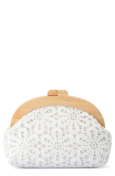 Olga Berg Bonnie Lace Clutch In White