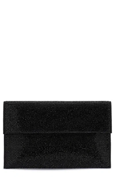 Olga Berg Cara Crystal Envelope Clutch In Black