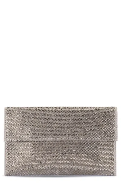 Olga Berg Cara Crystal Envelope Clutch In Gray
