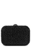Olga Berg Casey Hot Fix Crystal Clutch In Black/black