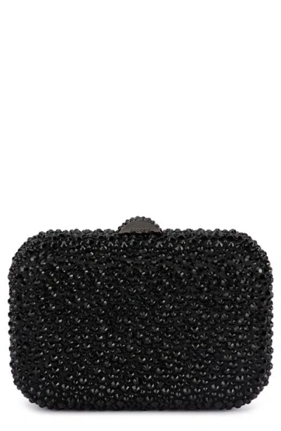 Olga Berg Casey Hot Fix Crystal Clutch In Black/black