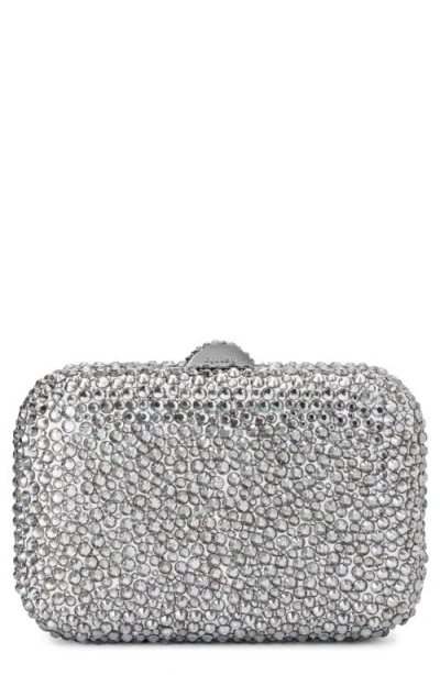 Olga Berg Casey Hot Fix Crystal Clutch In Silver