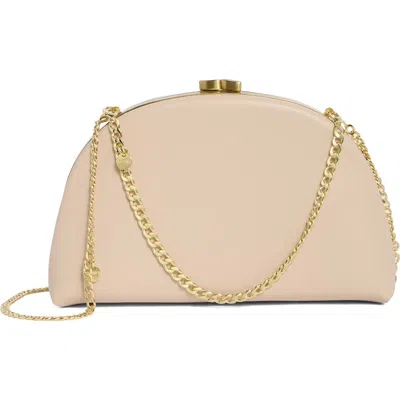 Olga Berg Celeste Curved Faux Leather Clutch In Brown