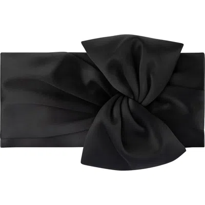 Olga Berg Chloe Satin Tie Front Clutch In Black