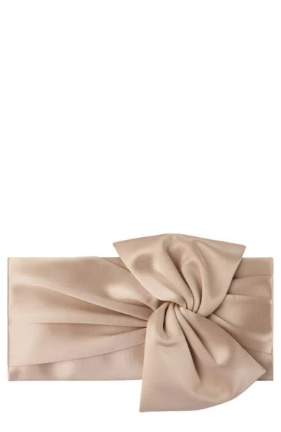 Olga Berg Chloe Satin Tie Front Clutch In Natural