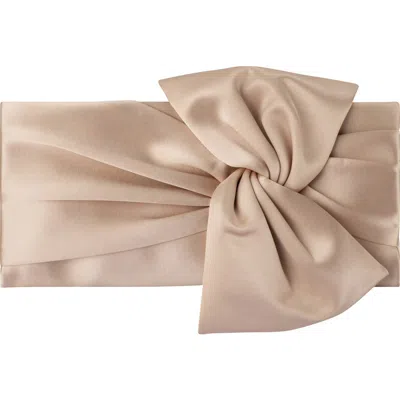 Olga Berg Chloe Satin Tie Front Clutch In Natural