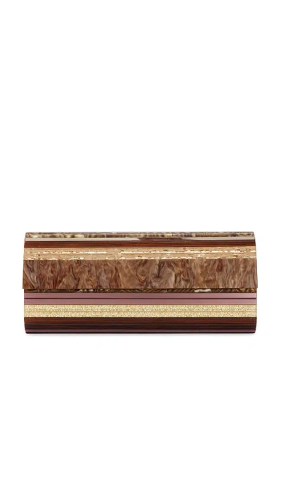 Olga Berg Clara Acrylic Clutch In Brown