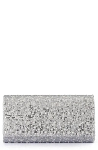 Olga Berg Dana Crystal & Faux Pearl Clutch In Silver