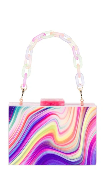 Olga Berg Dorothy Swirl Print Box Clutch In Purple