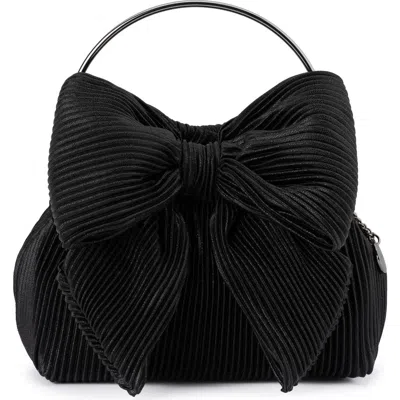 Olga Berg Elise Pleated Top Handle Bag In Black