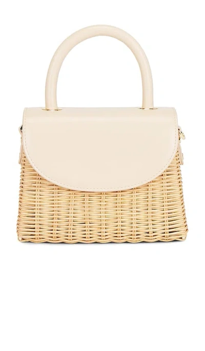 Olga Berg Elle Wicker Top Handle Bag In Neutral