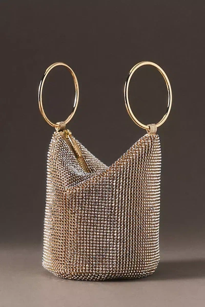 Olga Berg Ellie Crystal Mesh Handle Bag In Gold