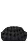 Olga Berg Everly Handwoven Faux Leather Frame Clutch In Black