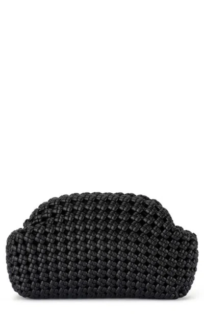 Olga Berg Everly Handwoven Faux Leather Frame Clutch In Black