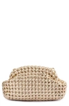 Olga Berg Everly Handwoven Faux Leather Frame Clutch In Gold