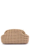 Olga Berg Everly Handwoven Faux Leather Frame Clutch In Natural