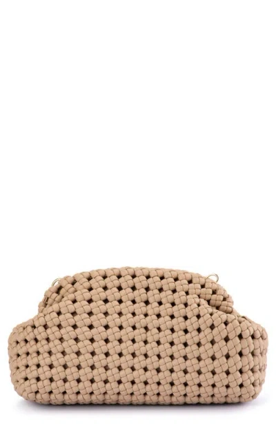Olga Berg Everly Handwoven Faux Leather Frame Clutch In Natural