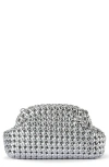Olga Berg Everly Handwoven Faux Leather Frame Clutch In Silver