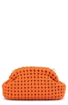 Olga Berg Everly Handwoven Faux Leather Frame Clutch In Tangerine