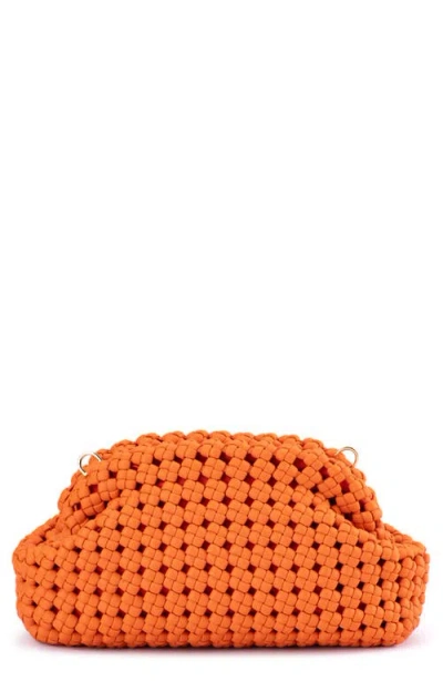 Olga Berg Everly Handwoven Faux Leather Frame Clutch In Tangerine