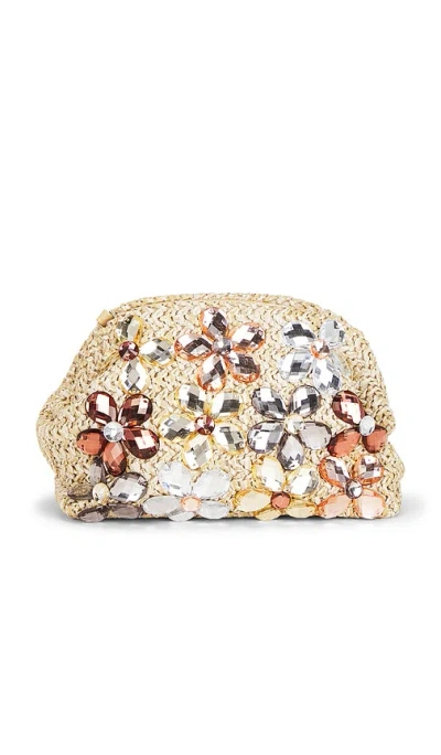 Olga Berg Fern Crystal Embellished Clutch In Neutral