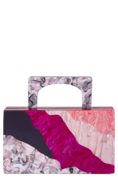 Olga Berg Fleur Acrylic Top Handle Bag In Pink
