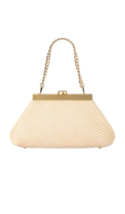 Olga Berg Hanna Woven Straw Clutch In Neutral