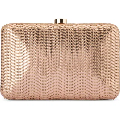 Olga Berg Hannah Textured Faux Leather Clutch In Gold